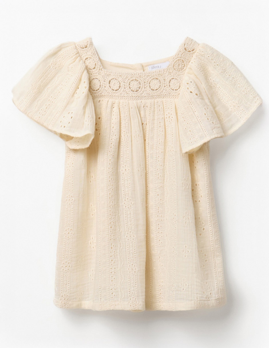 Vestido manga mariposa para bebé niña